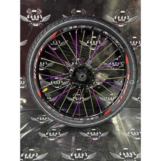 17 RİDEİT SİYAH GÖBEKLİ BUKALEMUN TELLİ DİZİLİ JANT DİSK MODEL LASTİKLİ