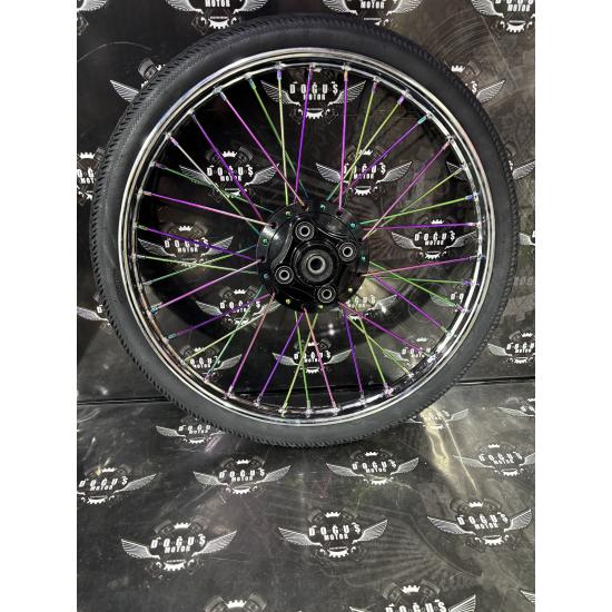 24 NİKEL ARKA JANT SİYAH GÖBEK BUKALEMUN TELLİ TRAZANO LASTİKLİ