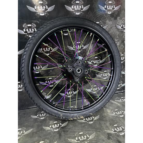 19 DEMİR SİYAH ÇEMBER SİYAH GÖBEK BUKALEMUN TEL  ARKA JANT  LASTİKLİ