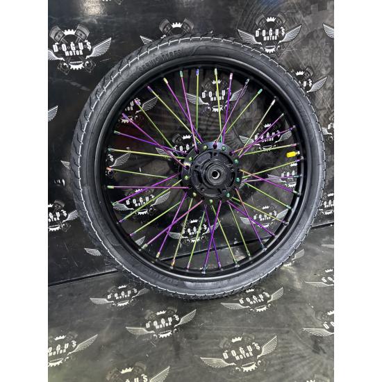 17 DEMİR SİYAH ÇEMBER SİYAH GÖBEK BUKALEMUN TEL ÖN JANT DİSK MODEL  LASTİKLİ